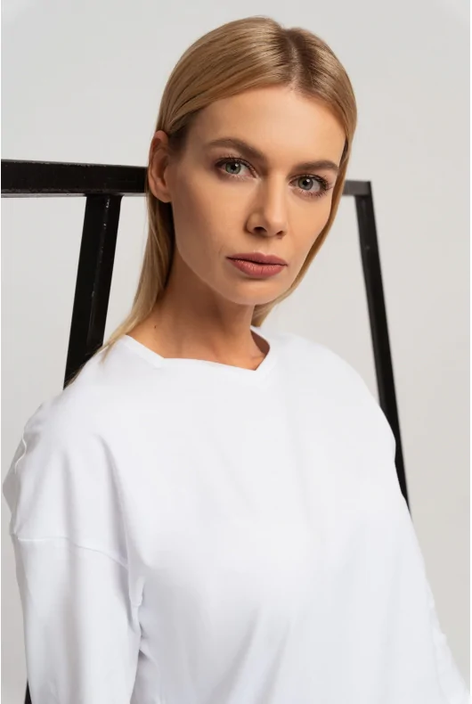 Bawełniana bluzka longsleeve basic biała unisex