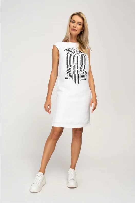 Biała sukienka lniana