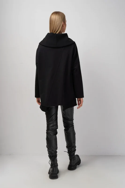 bawełniana bluza asymetryczna damska oversize w kolorze czarnym