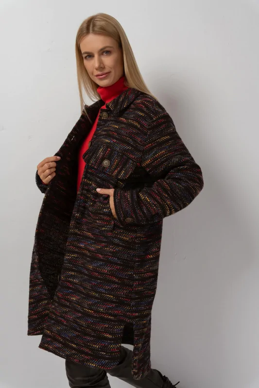 LENI - kurtko płaszcz w kolorowy melanż