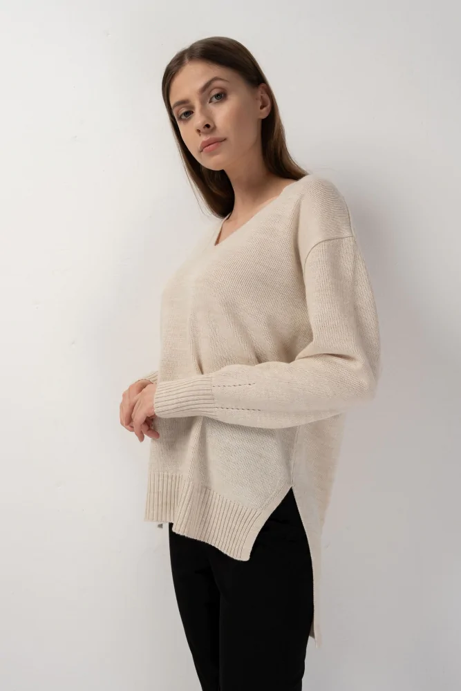 Moda Swetry Swetry z okrągłym dekoltem Cotton Candy Sweter z okr\u0105g\u0142ym dekoltem w kolorze bia\u0142ej we\u0142ny 