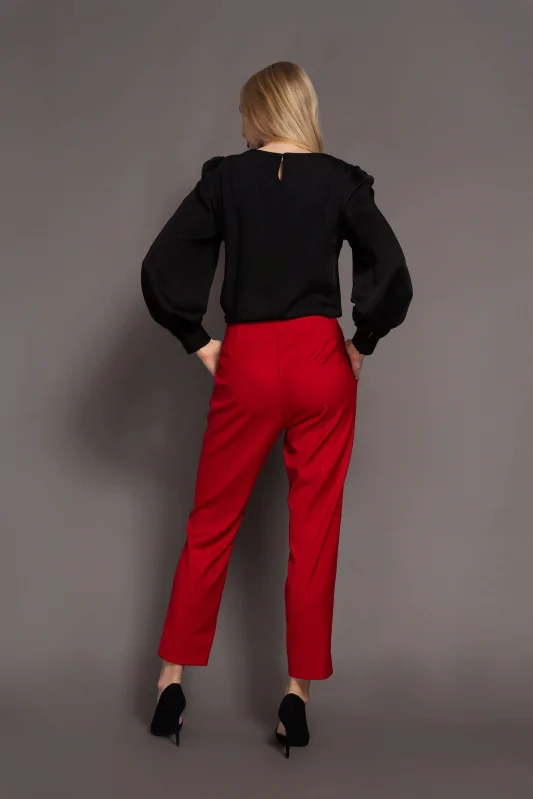 czerwone spodnie damskie cygaretki z wiskozy