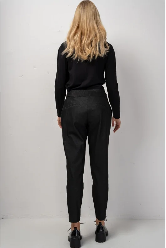 Bawełniane damskie spodnie cygaretki czarne jeansowe