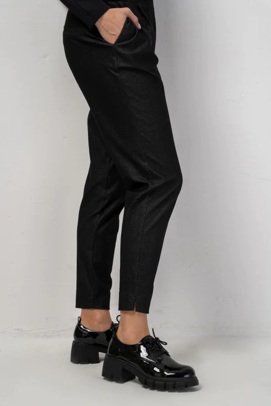 Bawełniane damskie spodnie cygaretki czarne jeansowe