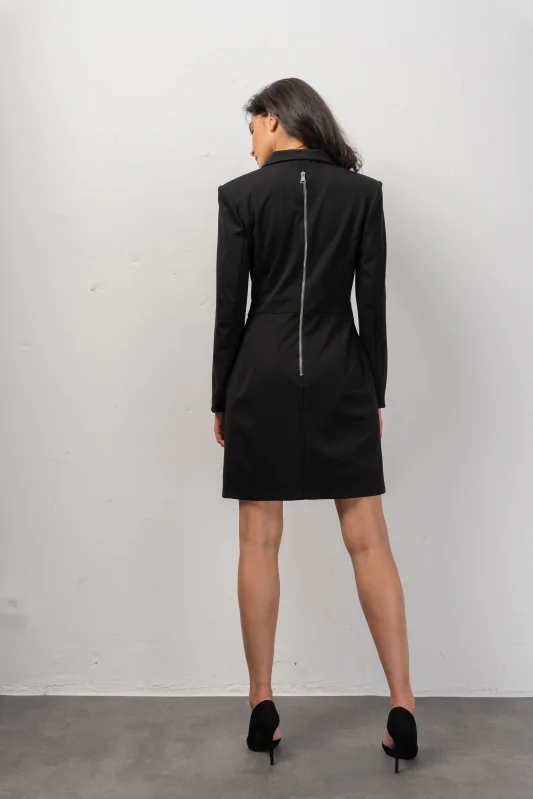 czarna sukienka MINI z garniturową górą
