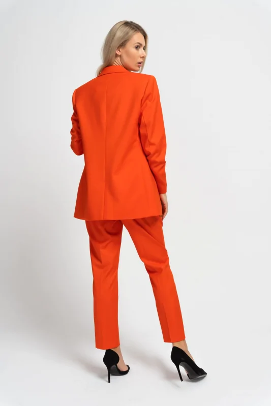 damskie spodnie w kant w kolorze pomarańczowym