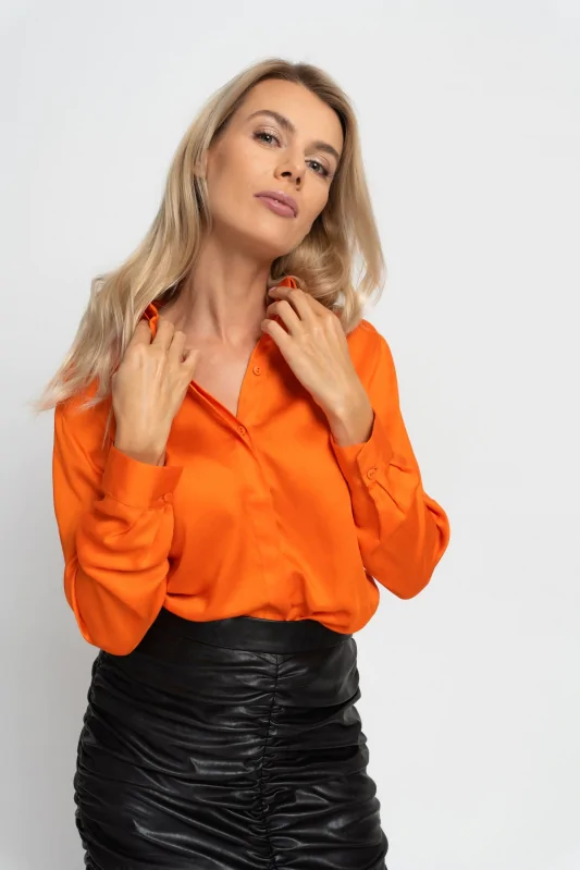 koszula damska z wiskozy w kolorze pomarańczowym