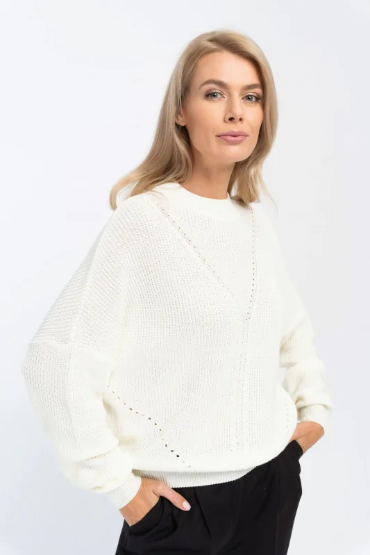 Bawełniany sweter z półgolfem w kolorze kremowym