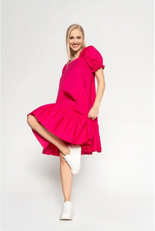 różowa sukienka mini hiszpanka