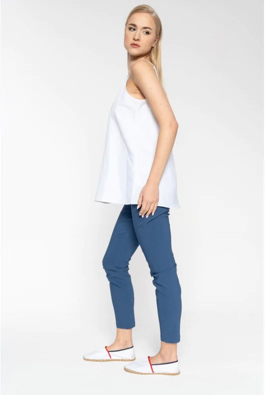 niebieskie elastyczne legginsy z wiskozą
