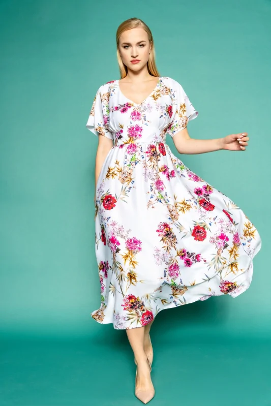 długa sukienka MAXI w kwiatowy wzór z wiskozy