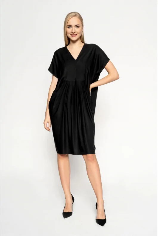 czarna sukienka MINI oversize z wiskozy